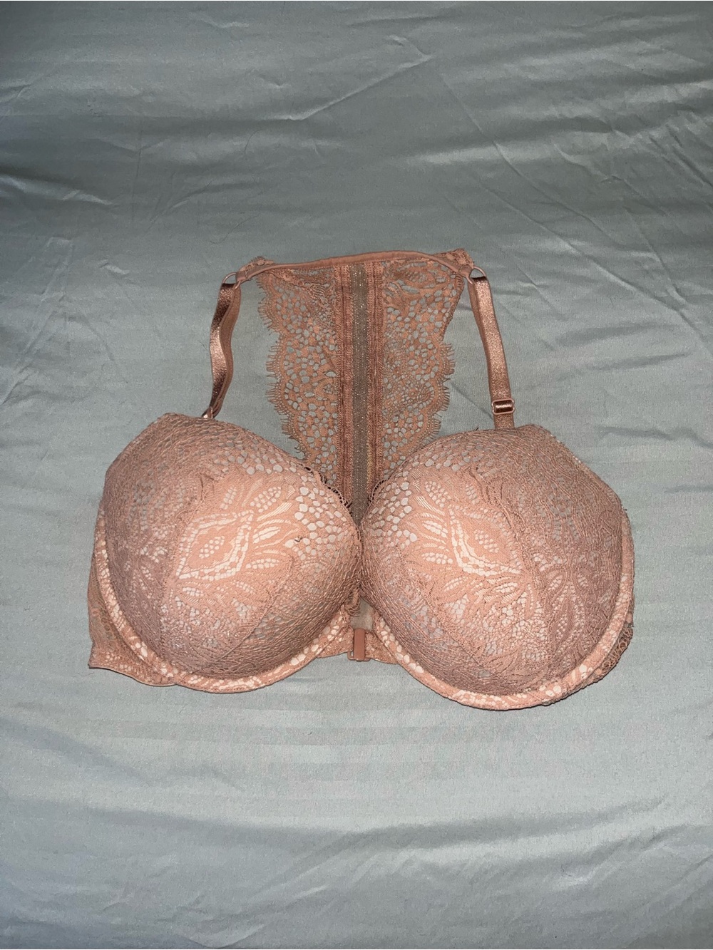 Victoria's Secret Lace Push-Up Bra in Dusty Rose with Decorative Back
